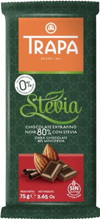 TRAPA Dark Chocolate 80% with Stevia 75g (8410679030031)