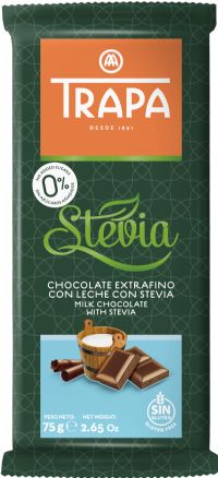 TRAPA Milk Chocolate with Stevia 75g (8410679030017)