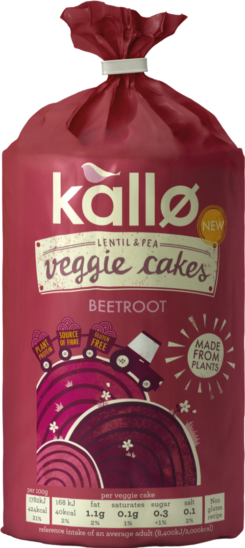 KALLO Lentil & Pea Veggie Cakes - Beetroot 122g