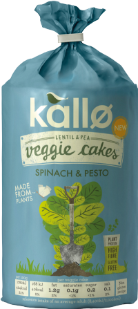KALLO Lentil & Pea Veggie Cakes - Spinach & Pesto 122g