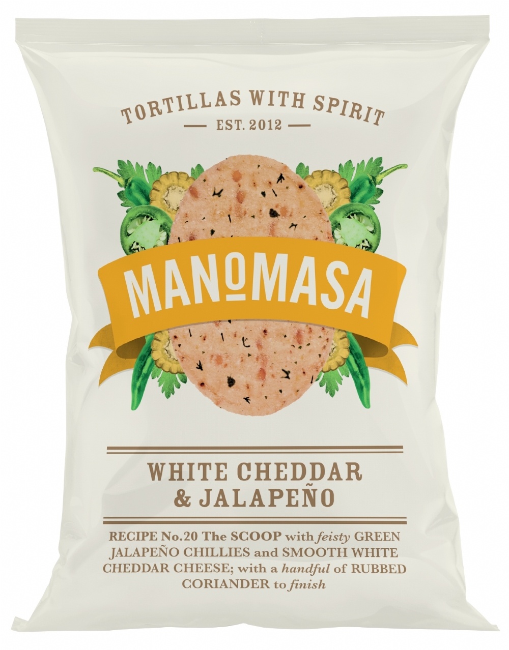MANOMASA White Cheddar & Jalapeno Corn Chips 160g (5060314480474)