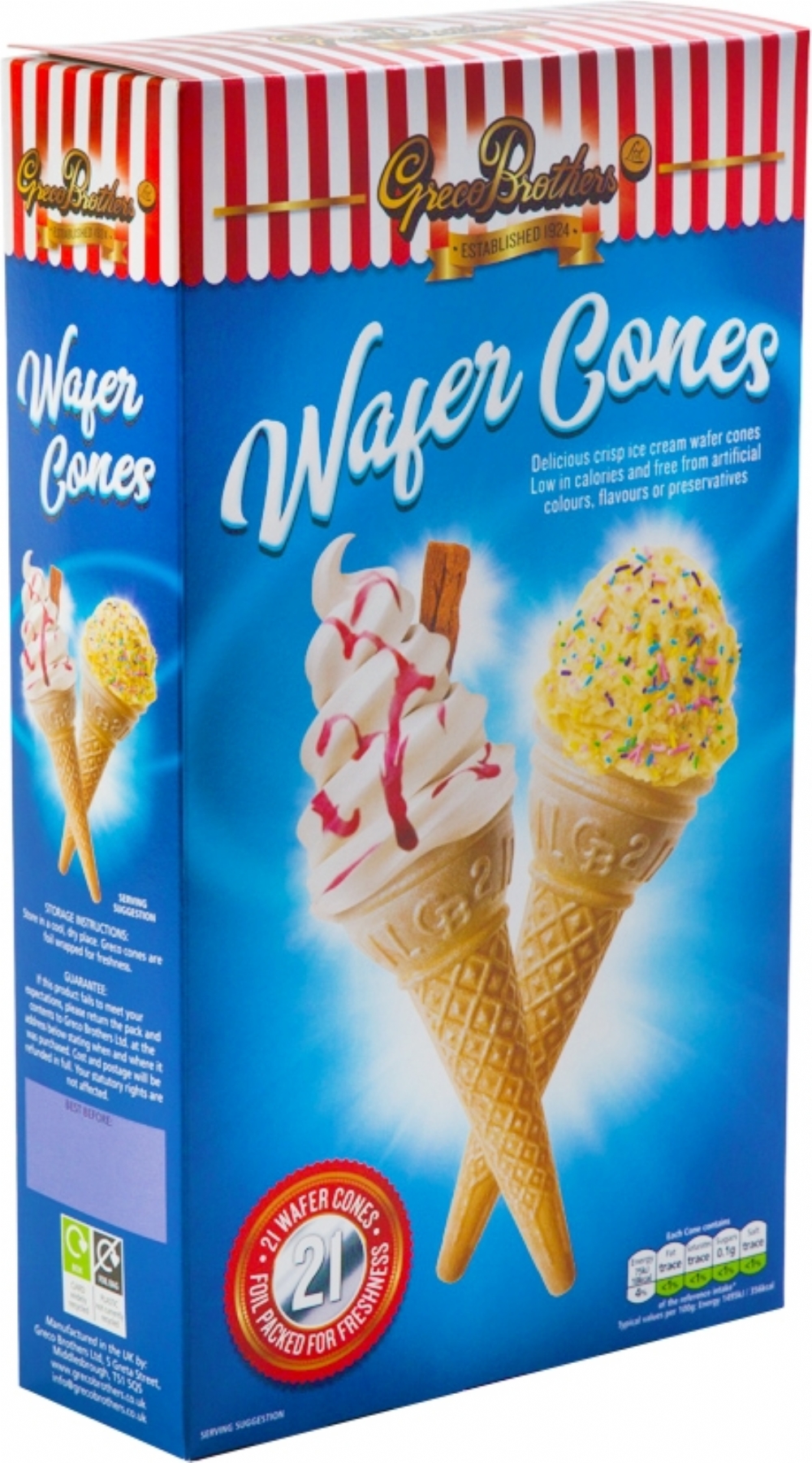 GRECO BROTHERS Wafer Cones 21's (5011957000840)