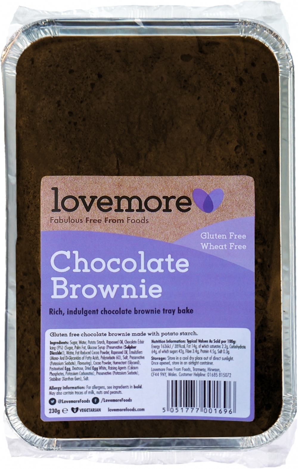 LOVEMORE Chocolate Brownie Tray Bake 230g (5051777001696)