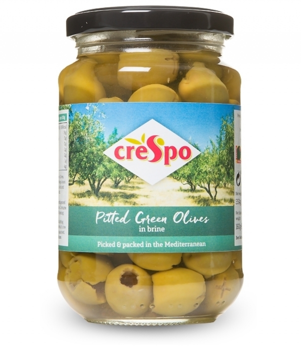 Holleys Fine Foods CRESPO Pitted Green Olives 198g