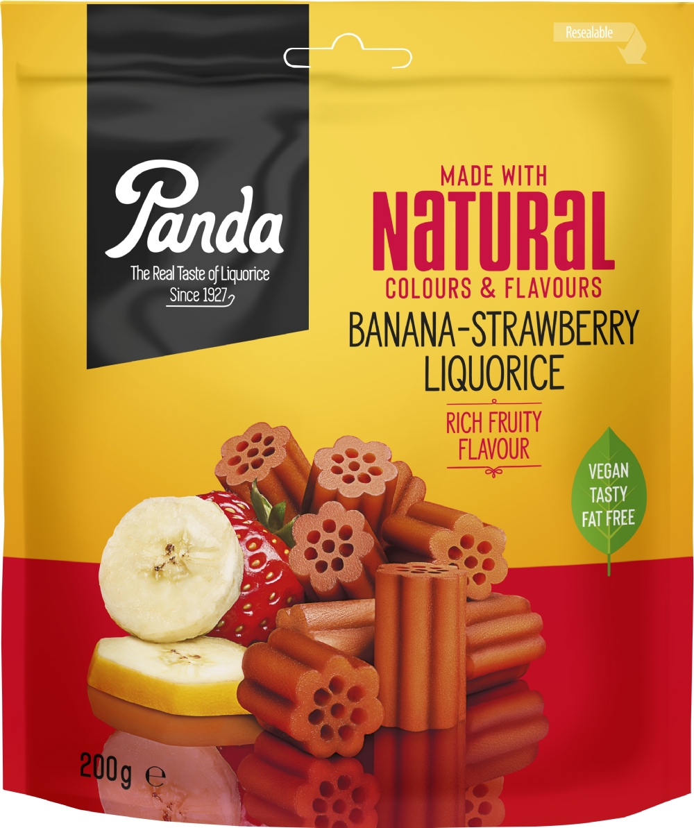 PANDA Natural Banana-Strawberry Liquorice Bag 200g (6412500077507)