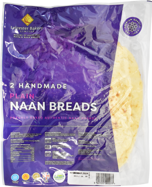 LEICESTER BAKERY 2 Handmade Plain Naan Breads