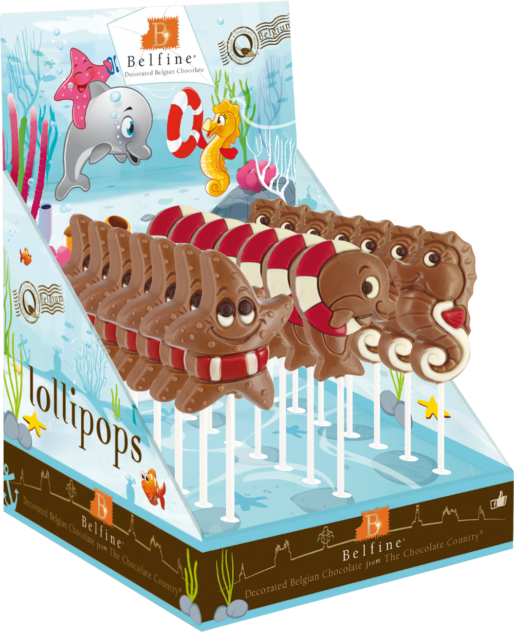 BELFINE Belgian Chocolate Sea Life Lolly (Asstd Designs) 30g (5425001017508)
