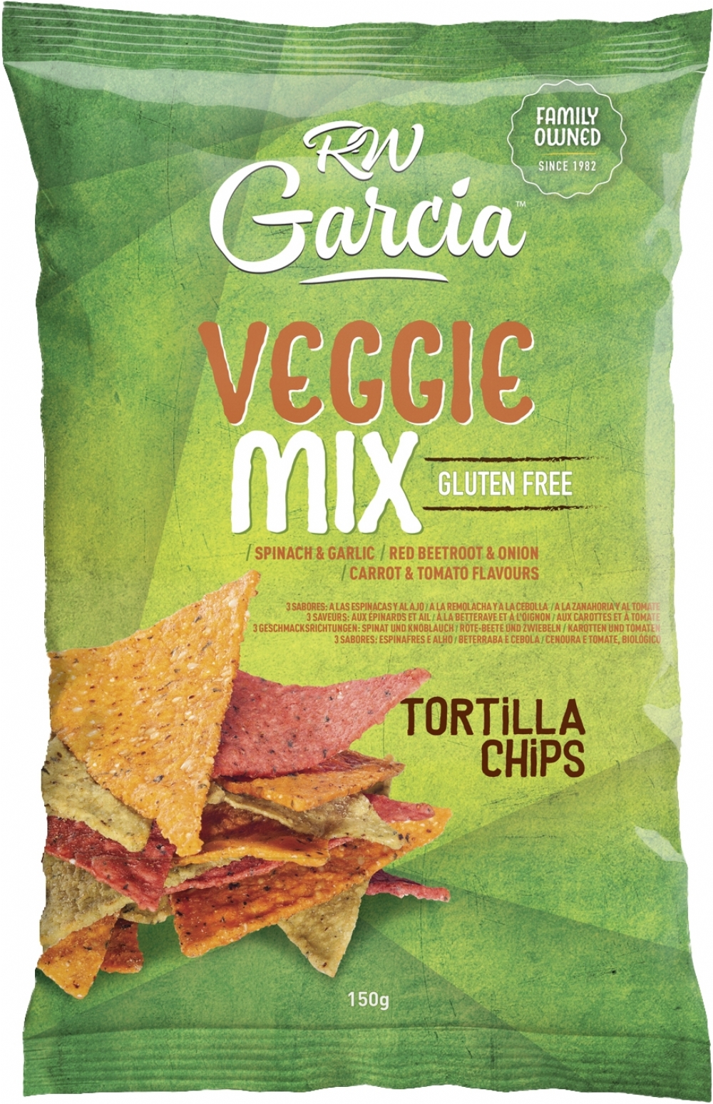 R W GARCIA Veggie Mix Tortilla Chips 150g (5060142212780)