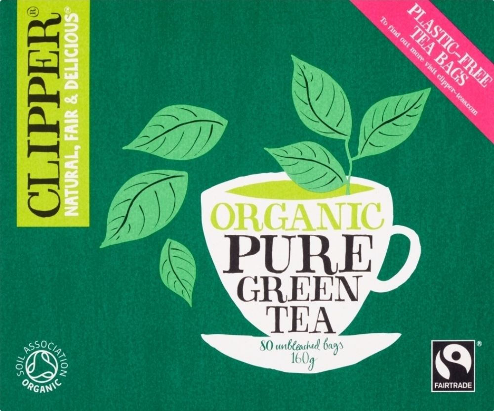 CLIPPER Organic Fairtrade Pure Green Tea Bags 80's (5021991940989)