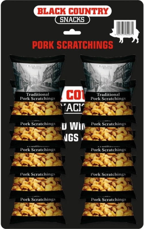 BLACK COUNTRY SNACKS Trad Pork Scratchings Carded 45g (2x12)