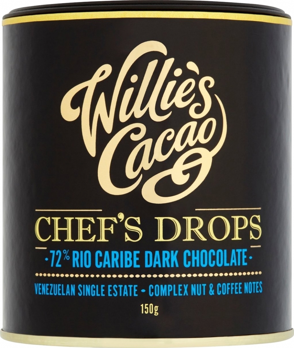 WILLIE'S CACAO Chef's Drops 72 RioCaribe Dark Chocolate 150g (5060165580460)