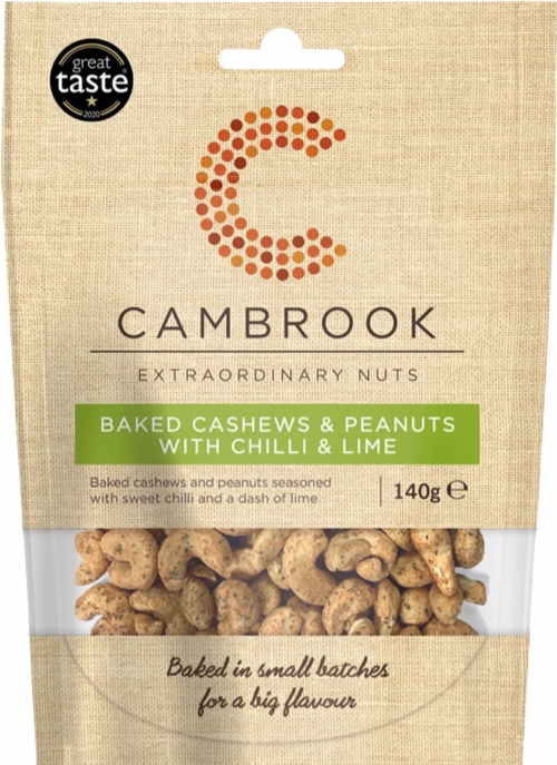 CAMBROOK Baked Cashews & Peanuts with Chilli & Lime 140g