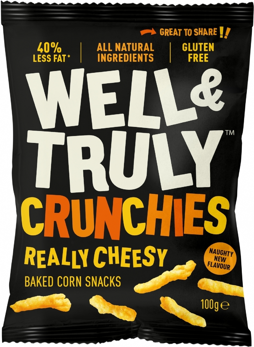 WELL & TRULY Crunchies - Really Cheesy 100g (5060440130090)