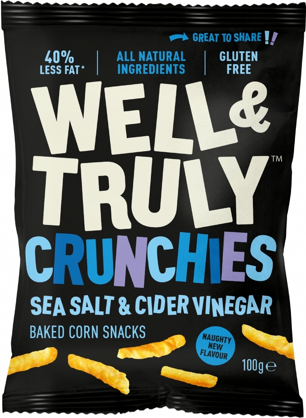 WELL & TRULY Crunchies - Sea Salt & Cider Vinegar 100g (5060440130335)