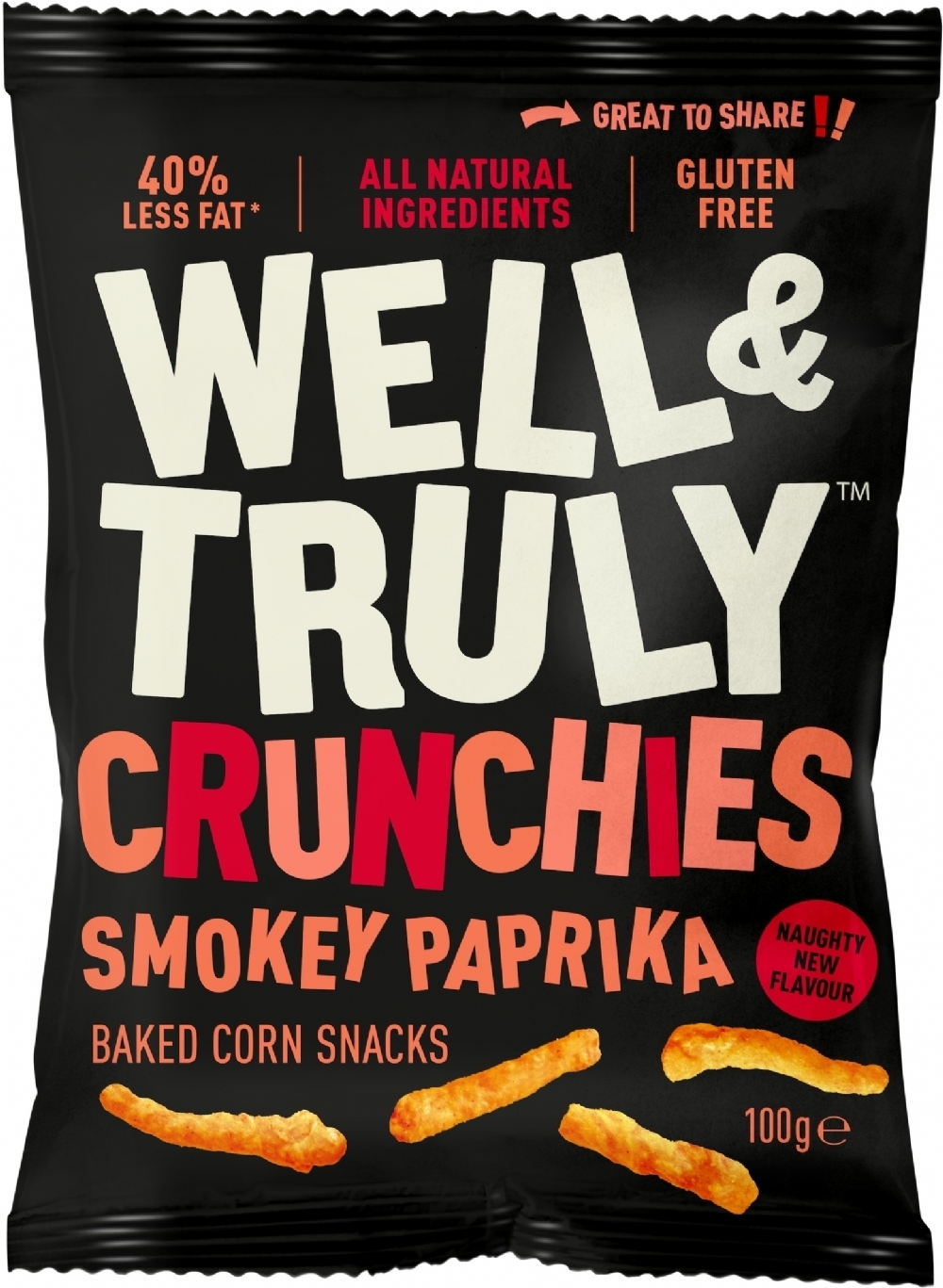 WELL & TRULY Crunchies - Smokey Paprika 100g (5060440130182)