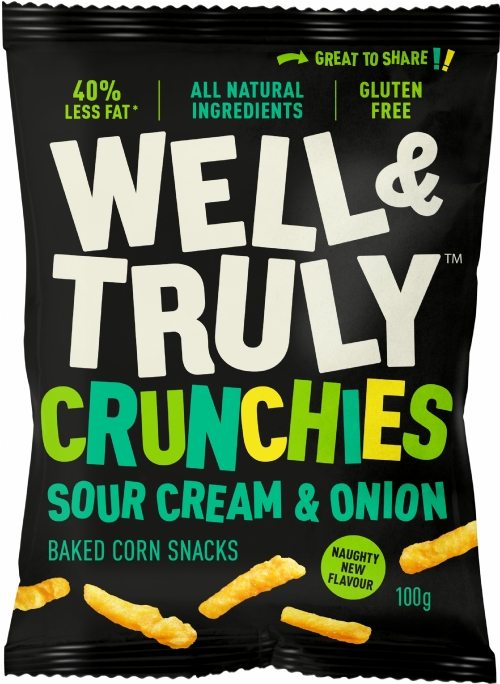 WELL & TRULY Crunchies - Sour Cream & Onion 100g