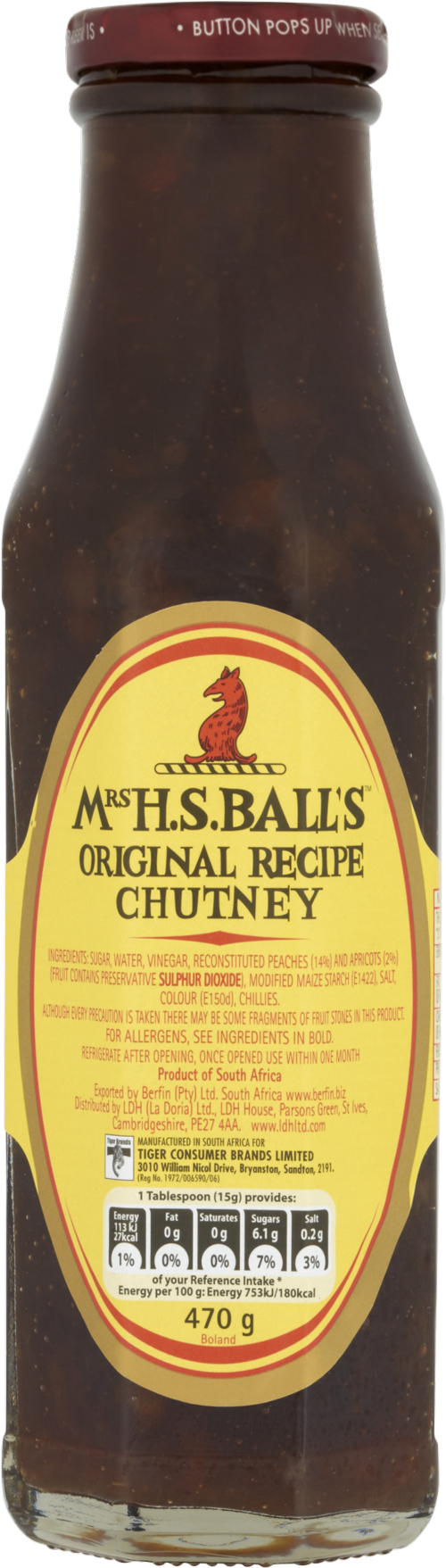 MRS H.S. BALL'S Original Recipe Chutney 470g