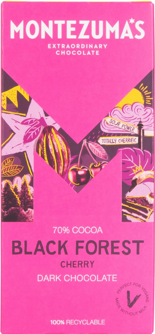 MONTEZUMA'S Black Forest - Cherry Dark Chocolate Bar 90g