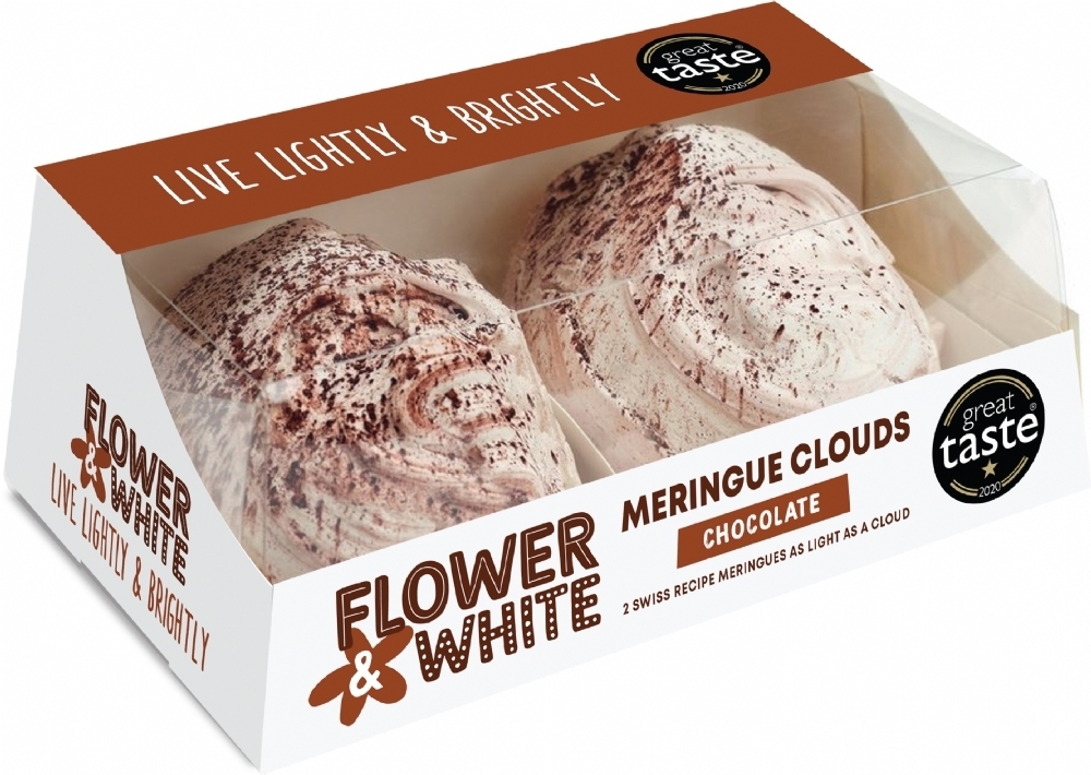 FLOWER & WHITE 2 Meringue Clouds - Chocolate 140g (5060314324617)