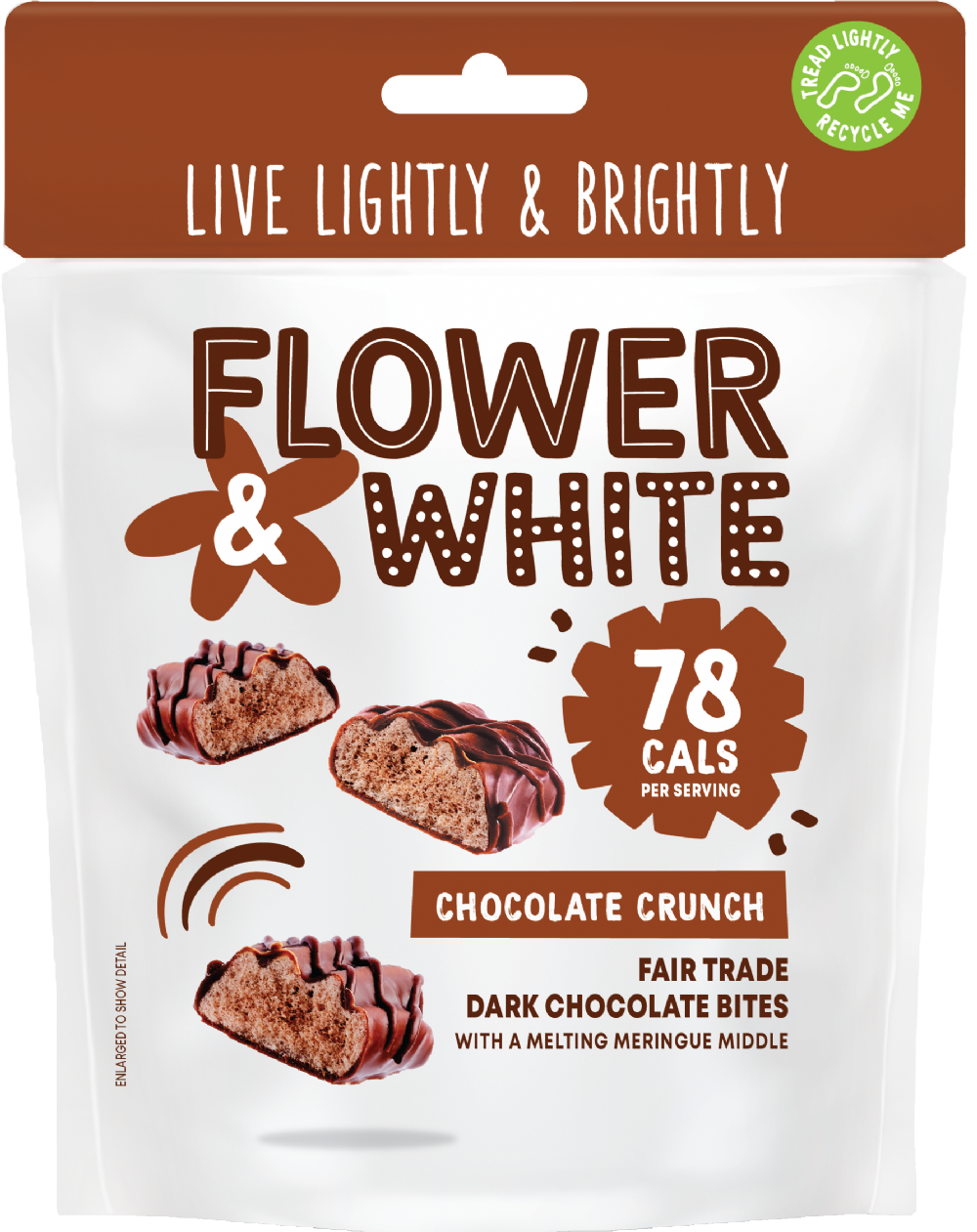 FLOWER & WHITE Chocolate Crunch Dark Chocolate Bites 75g (5060314324891)