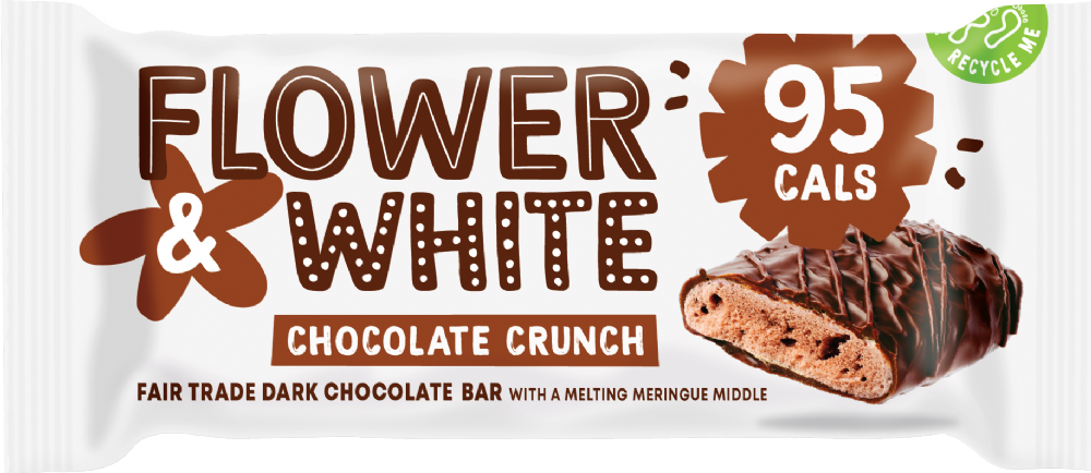 FLOWER & WHITE Chocolate Crunch Dark Chocolate Bar 20g (5060314324792)
