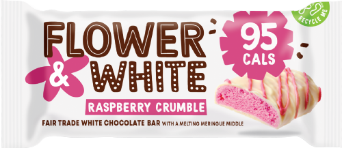 FLOWER & WHITE Raspberry Crumble White Chocolate Bar 20g