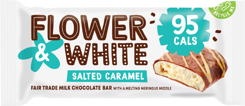 FLOWER & WHITE Salted Caramel Milk Chocolate Bar 20g (5060314324730)
