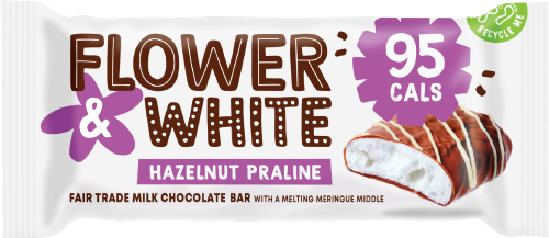 FLOWER & WHITE Hazelnut Praline Milk Chocolate Bar 20g