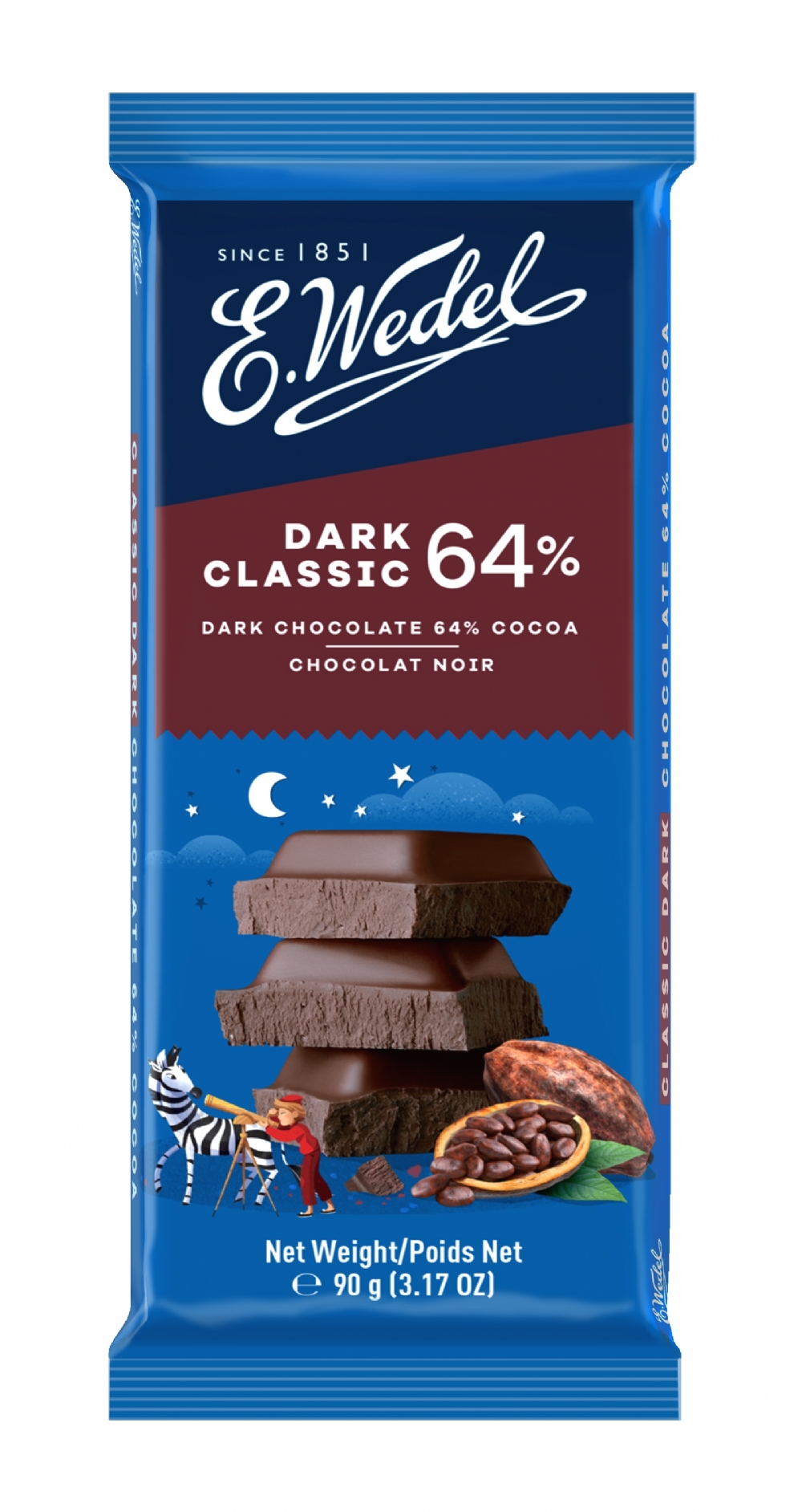 E WEDEL Dark 64% Cocoa Chocolate Bar 90g (5901588018850)