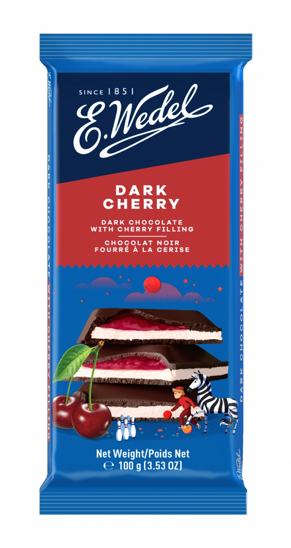 E WEDEL Dark Chocolate with Cherry Filling Bar 100g (5901588026442)