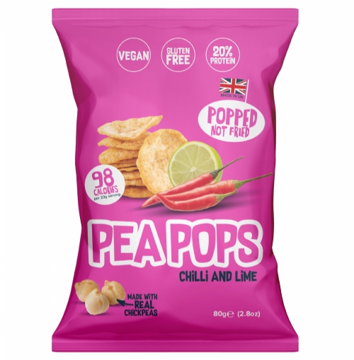 PEA POPS Chilli & Lime Flavour Soya & Chickpea Snacks 80g