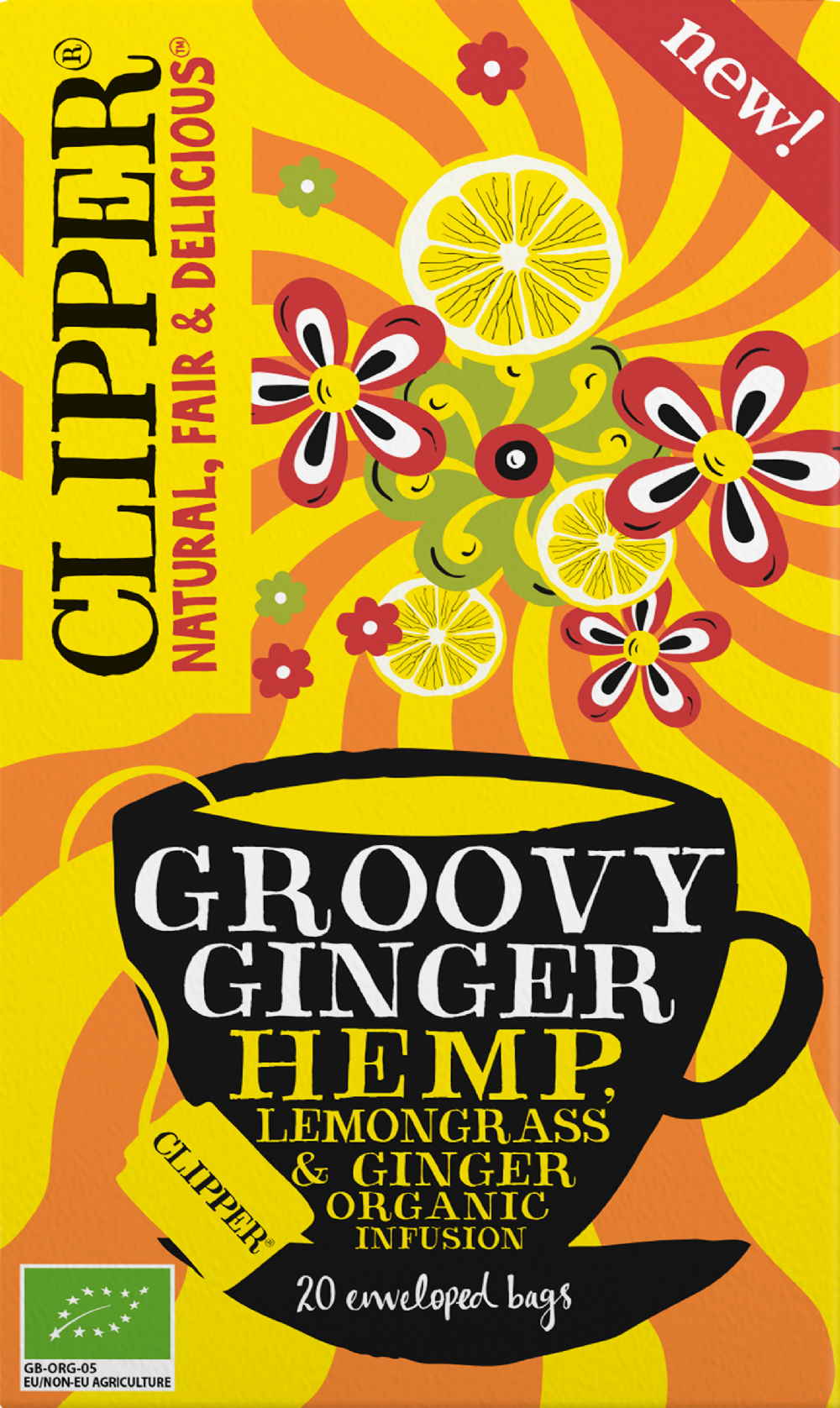 Clipper Groovy Ginger - 20 Hemp, Lemongrass & Ginger Infusion Teabags 35g