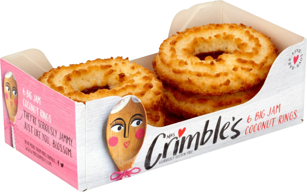 MRS CRIMBLE'S 6 Big Jam Coconut Rings 240g