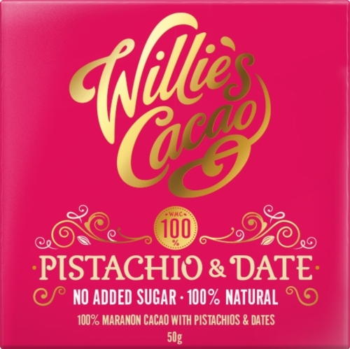 WILLIE'S CACAO Pistachio & Date 100% Maranon Cacao 50g