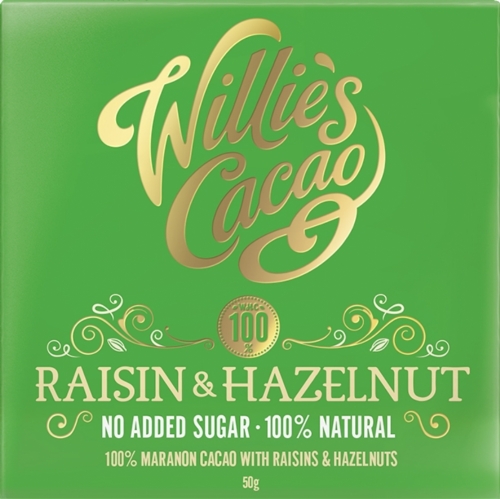 WILLIE'S CACAO Raisin & Hazelnut NAS 100% Maranon Cacao 50g