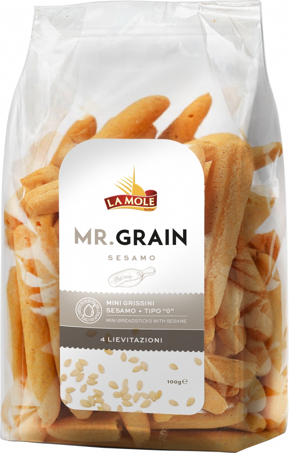 LA MOLE Mr Grain Mini Breadsticks - Sesame 100g (8008685003370)