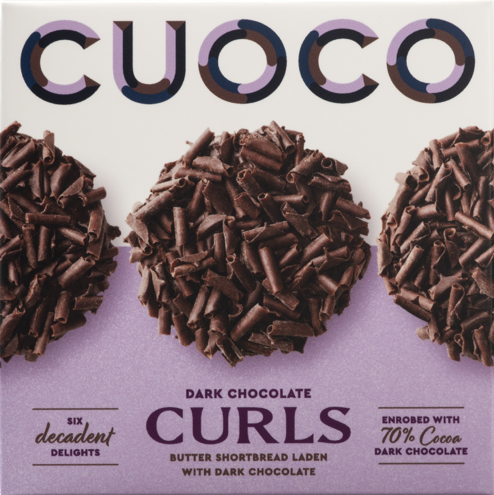 CUOCO Dark Chocolate Curl Biscuits 120g (5060322320427)