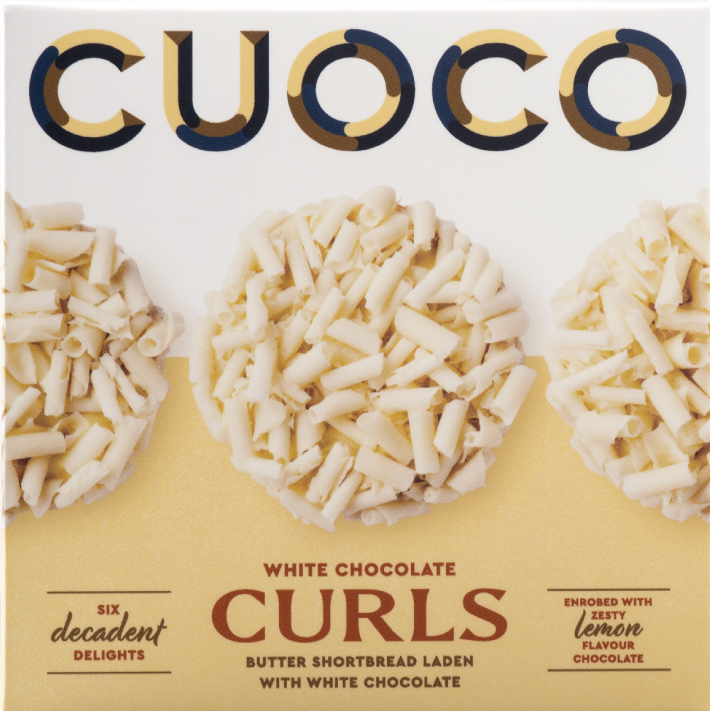CUOCO White Chocolate & Lemon Curl Biscuits 120g (5060322320434)
