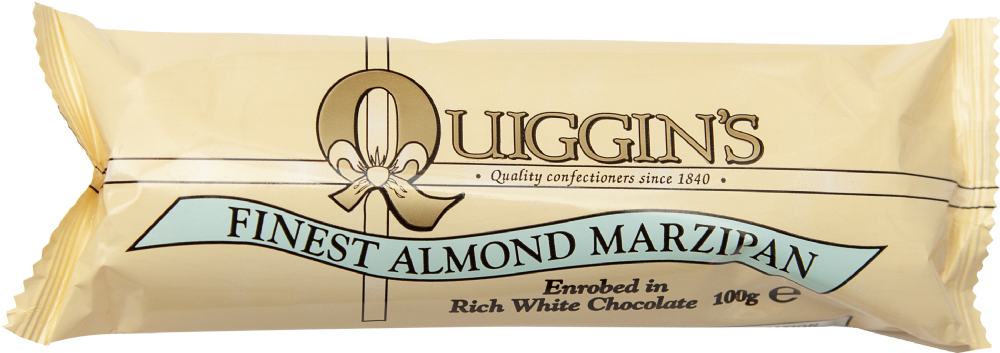 QUIGGIN'S Finest Almond Marzipan in White Chocolate 100g (5015289003036)