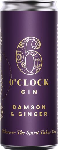 SIX O'CLOCK Damson & Ginger Gin - Can  5% ABV 250ml (5060093991635)