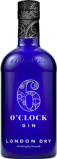 SIX O'CLOCK London Dry Gin 43% ABV 70cl (5060093990515)
