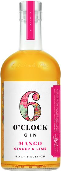 SIX O'CLOCK Mango, Ginger & Lime Gin 40% ABV 70cl (5060093991826)