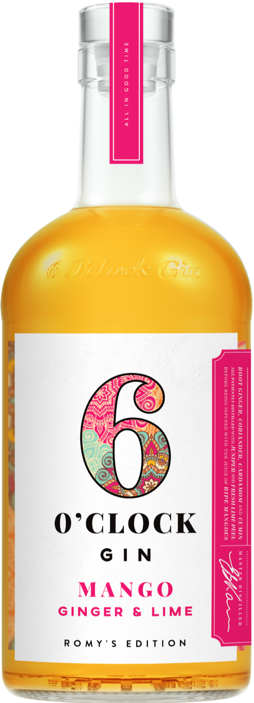 SIX O'CLOCK Mango, Ginger & Lime Gin 40% ABV 70cl