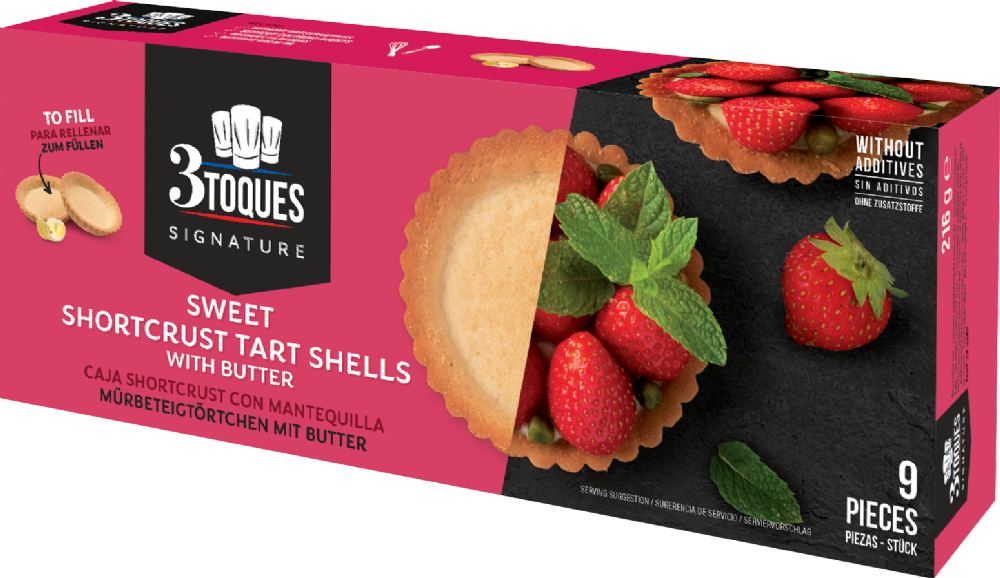 Holleys Fine Foods 3 TOQUES 9 Sweet Shortcrust Tart Shells 216g