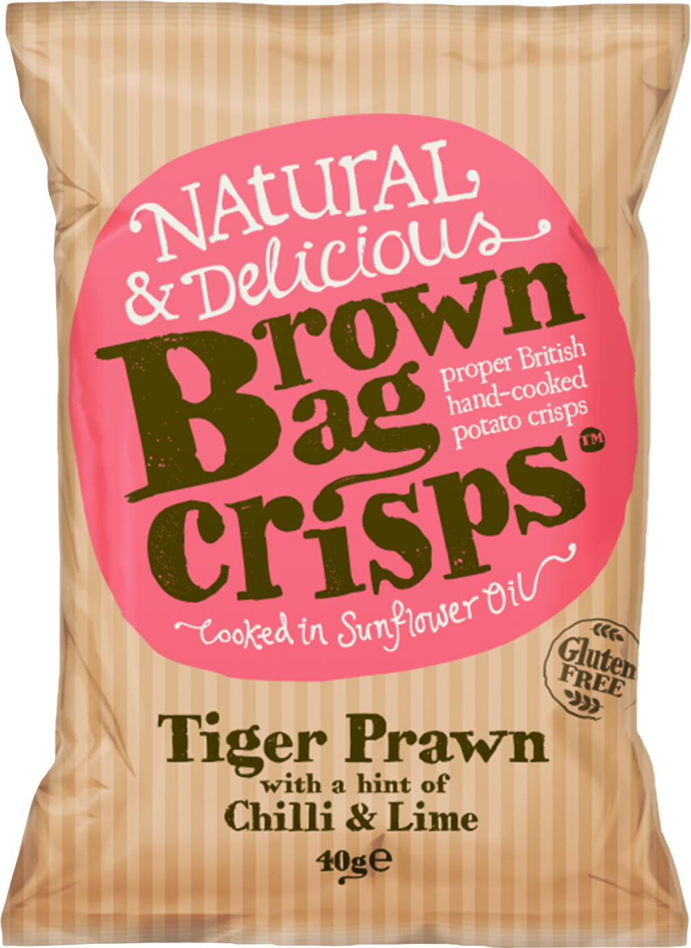 BROWN BAG CRISPS Tiger Prawn with hint of Chilli & Lime 40g
