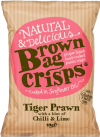 BROWN BAG CRISPS Tiger Prawn with a Hint of Chilli & Lime 40g