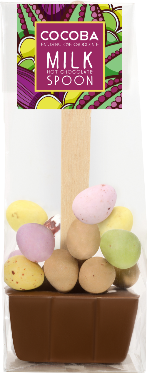 COCOBA Milk Hot Chocolate Spoon with Mini Eggs 50g