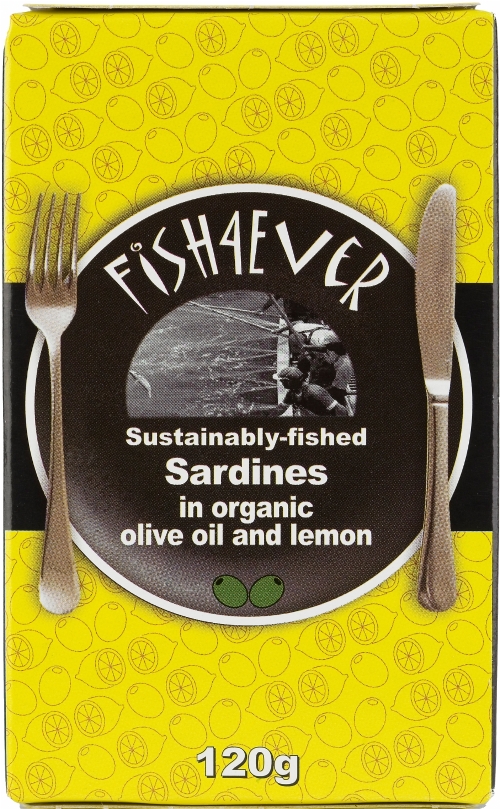 FISH 4 EVER Whole Sardines in Organic Olive Oil & Lemon 120g
