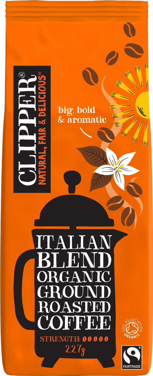 CLIPPER Fairtrade Organic R&G Coffee Italian Style 227g