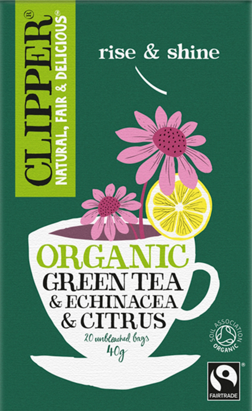 CLIPPER Organic Fairtrade Green Tea /Echinacea & Citrus 20's (5021991941337)